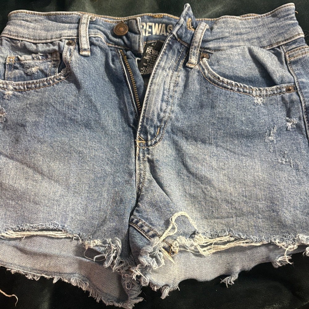 Rewash Distressed Light Blue Jean Shorts